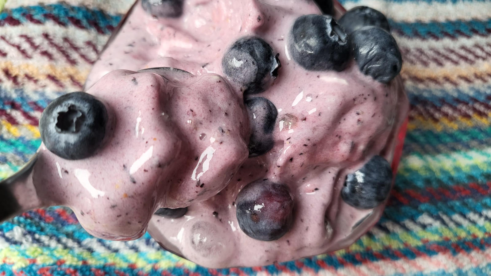 Nice cream proteico ai mirtilli e cocco